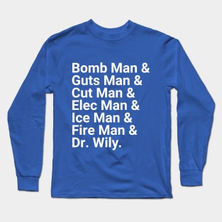 Mega Man Bosses Helvetica List Long Sleeve T-Shirt